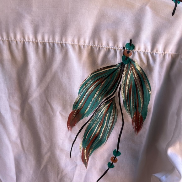 Vintage MODIT custom art painted southwestern print white button up shirt Small - Picture 5 of 11
